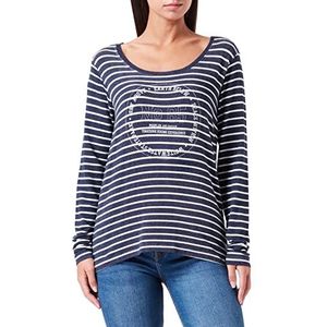 Timezone Gestreept basic T-shirt met lange mouwen voor dames, Blue Grey Stripe, XL