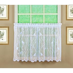Today's Curtain, Songbird semi-doorschijnende kanten laag 24"", wit, 56"" B x 24"" L