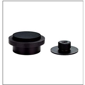 Zelfklevende deurstopper met schroefdraadbasis, roestvrij staal, zwart gelakt, zwart rubber, Ref. I-203 / 35x19-DUAL-NG