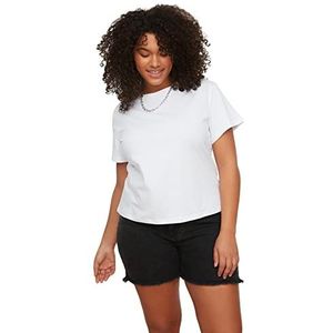 Trendyol Vrouwen Getailleerd Standaard Crew Neck Knit Plus Size T-Shirt Wit, Kleur: wit, XL grote maten
