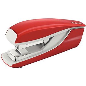 Leitz Platte nietmachine van metaal, voor 40 vellen, incl. nietjes, ergonomisch design, rood, NeXXt-serie, 55230025