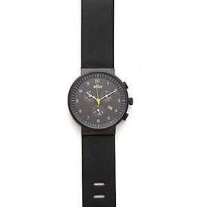 Braun Quartz herenhorloge met chronograaf display en lederen band, zwart, armband