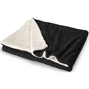 Le linge de Jules Zachte en pluizige deken, 130 x 170 cm, zwart