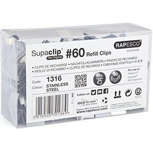 Rapesco Supaclip #60 Refill Clips - roestvrij staal [Pack van 25] 250 Stuk roestvrij staal