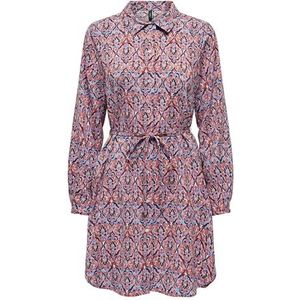 Onlnova Life Elite L/S Shirt Dress AOP, Rood Orange/Aop: 591 Soul, XS