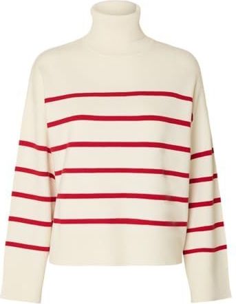 SELECTED Trui 'SLFKAMMA'  crème / vuurrood