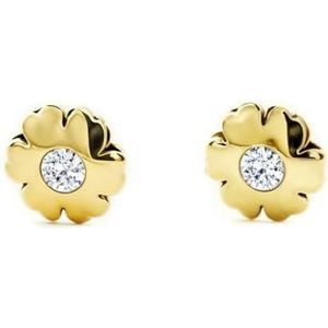 Dames & kinderen bloemen oorbellen - geel goud 9 karaat (375)