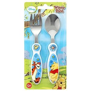 p:os 68919 - Kinderbestekset in Disney Winnie the Pooh design, 2-delige bestekset bestaande uit vork en lepel, ideaal voor kleine kinderen,Meerkleuren