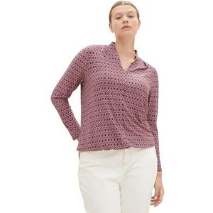 TOM TAILOR Dames Plussize T-shirt met lange mouwen, 33989 - Brown Geometrics Print, 46 NL