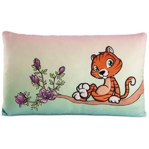 Kussen Tijger Mandarina 43x25cm oranje - Duurzaam, donzig zacht knuffelkussen voor jongens, meisjes, baby's en liefhebbers van knuffels; Ideaal voor thuis, op de kleuterschool of onderweg