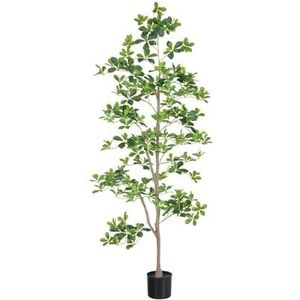 Zstar Kunstmatige Schefflera-boom, 180 cm, grote kunstbomen met tofp voor binnendecoratie, grote kunstplanten, Schefflera-boom met natuurlijke stam, realistische bladeren voor huis, kantoor, balkon,