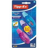 Tipp-Ex Correctieroller Micro Tape Twist met beschermkap, in 3 kleuren (op kleur gesorteerd), 8 m x 5 mm, ideaal voor school, 3 stuks (1 stuk)