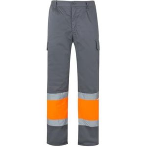 VELILLA 157; tweekleurige broek met meerdere zakken AV; kleur grijs en neonoranje; maat XL