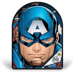 Grandi Giochi Marvel Avengers Captain America verticale lenspuzzel met 300 delen en 3D-PUB01000 effect blikken doos PUB01000