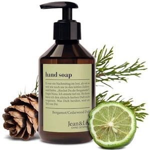 Jean & Len handzeep Bergamot & Cederhout, reinigt gestreste handen, geschikt voor dagelijks gebruik, vloeibare zeep in pompdispenser, verfrissende citrusgeur, veganistisch, 250 ml