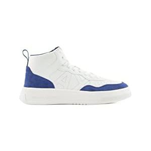 Armani Exchange Dames Comfort Fit, Cow Suede, Side Sewn Logo Sneakers, witblauw., 40.5 EU