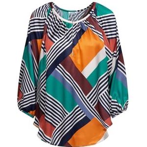 Seidensticker Dames Shirtblouse - Fashion Blouse - Regular Fit - Ronde hals - 3/4-mouw - 100% viscose, Donkerblauw, 34