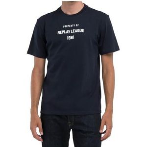 Replay Heren T-shirt Regular Fit, 067 Night Blue, L