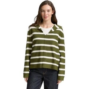 TOM TAILOR Damestrui, 38587 - Big Green Knit Stripe, XL