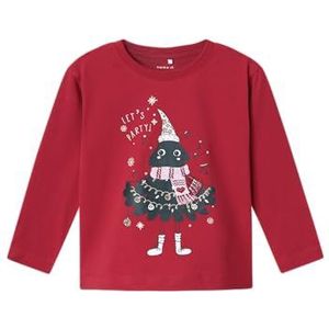 NAME IT Nmfrbell Nreg Ls Top Box shirt met lange mouwen voor meisjes, jester rood, 98