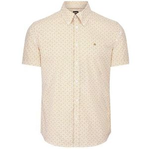 Ogden Heren Retro Print Shirt in Oker, Medium, Oker, M