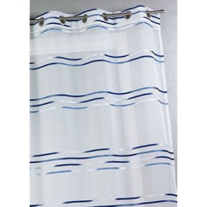 Home Maison HM6934300 fijn gestreept gordijn, mousselin, polyester, 140 x 240 cm, marineblauw