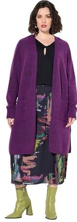 Ulla Popken - Gebreid Vest - Roodviolet - Lange Mouw - V-hals