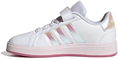 adidas - GRAND COURT 2.0 KIDS - Klittenbandschoenen - Cloud White/Iridescent/Pink Fusion