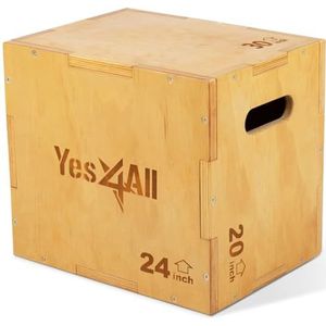 Yes4All Houten Plyo Box/Houten Plyo Box voor Oefening, MMA, Plyometrische behendigheid - 3 in 1 Plyo Doos/Plyo Jump Box (76.2/61/20.8) SGQ267"" x 24"" x 20