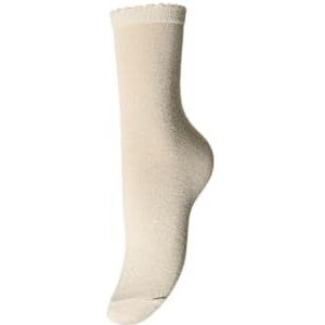 PCSEBBY GLITTER LONG 1 PACK SOCKS NOOS, Berken/detail: gouden kleur lurex, Eén Maat