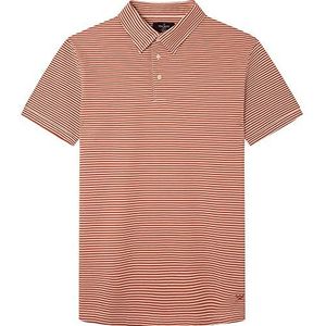 Hackett London Heren Yd Stripe Polo Ss Shirt, Roodhout, S