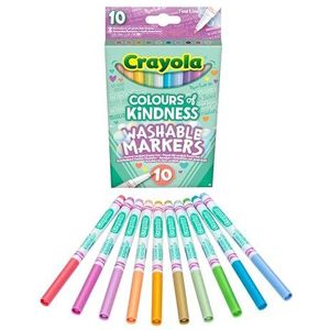 Crayola - Colours of Kindness, Uitwasbare Viltstiften met Fijne Punt, set van 10, Voor School en Vrije Tijd, 58-7827