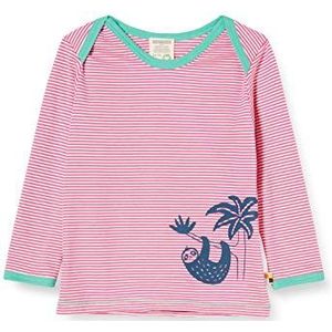 loud + proud Meisjes gestreept shirt met lange mouwen met print organisch katoen, roze (Azalea Aza), 74/80 cm