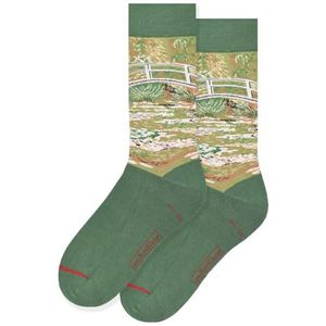 MuseARTa Sokken van katoen met het schilderij Bridge over a Pond of Water Lilies License van kunstenaar Claude Monet in maat 36-40, CM-BWL-12-36-40, groen, 36-40