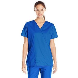 WonderWink Women's Plus-Size Wonderwork Mock Wrap Scrub Top, Royal, 5X-Large