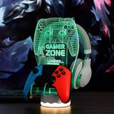 YuanDian Oplichten Hoofdtelefoon Controller Stand, 16 Kleuren 3D LED Verlichting Headset Gamepad Houder, Game Controller Hanger voor Alle Universele Gaming PC Accessoires