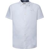 Katoenen Linnen Shirt - Korte Mouw - Gewassen Effect - Script Borduring Bij Borst