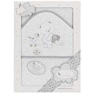 Interbaby 01222-18 baby badhanddoek met capuchon OSO Conejo CARRITO, wit grijs, grijs