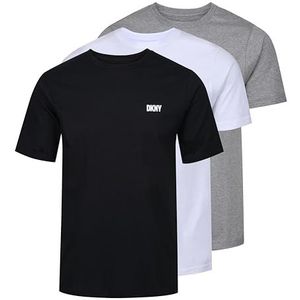 DKNY Heren 3 Pack T-Shirt 100% Katoen Designer Loungewear Korte Mouw Zwart/Wit/Grijs Marl, M