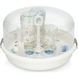 Alecto BW05 Magnetronsterilisator voor babyflessen, voor 4 flesjes à 250 ml en accessoires, BPA-vrij, met tang en maatbeker, wit