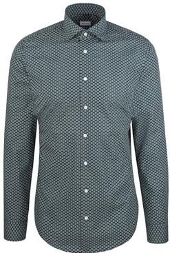 Seidensticker - Businessoverhemd - Groen - Slim 1/1 Kentkraag print