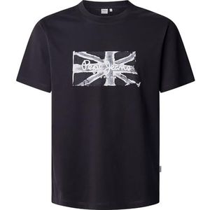 Pepe Jeans Heren vlag Bw T-shirt, zwart (zwart), XS, Zwart (zwart), XS