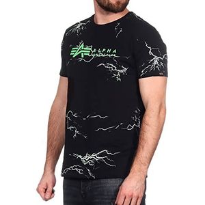 Alpha Industries Lightning AOP T Shirt voor heren Black/Poisongreen