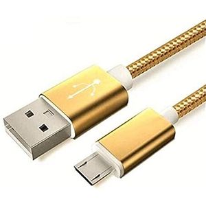 Set van 3 metalen nylon micro-USB-kabels voor Samsung Galaxy J6+ Smartphone Android oplader connector (goud)