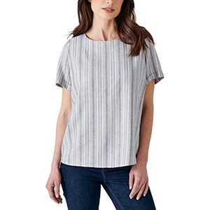 Damart T-shirt, korte mouwen, macramé-effect, gestreept, grijs, normaal dames