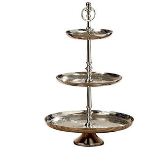 Etagère zilver met handvat 3 verdiepingen etagère bruiloft confectschaal koekjes bord