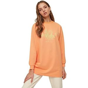 Trendyol Dames bedrukt lange mouwen regular hijab-sweatshirt, oranje, M