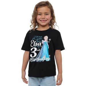 mandarin creative ltd Frozen Bright Like Elsa 3e verjaardag meisjes T-shirt, zwart, 7-8 jaar, Zwart, 7-8 jaar