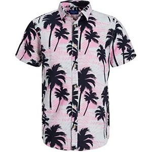 JACK & JONES Herenhemd met korte mouwen, all-over-print, prism roze, L