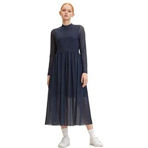TOM TAILOR Denim Dames Midi-jurk met bloemenpatroon 1024509, 30605 - Navy Logo Print, M